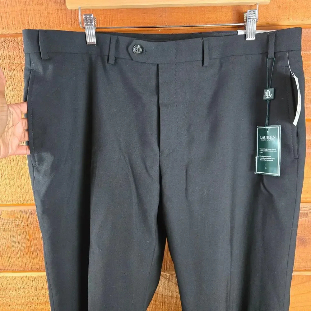 NWT Lauren Ralph Lauren Men's Wool Dress Pants 38W x 30L Black Classic Fit